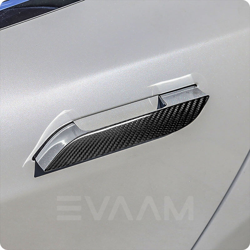 EVAAM™ Gloss Real Carbon Fiber Door Handle Cover for Model S Accessories - EVAAM