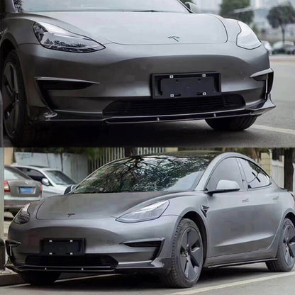 EVAAM Gloss Real Carbon Fiber Front Bumper Lip Kit for Model 3 2017-2022 - EVAAM