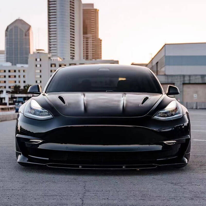 EVAAM™ Gloss Real Carbon Fiber Front Bumper Lip Kit for Model 3 2017-2023 - EVAAM