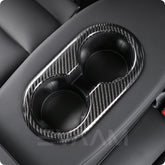 EVAAM™ Gloss Real Carbon Fiber Rear Center Console Cupholder Cover for Model 3/Y Accessories - EVAAM