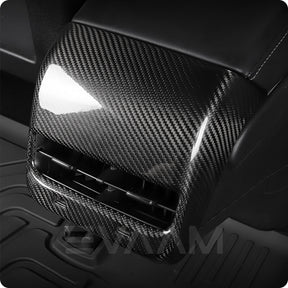 EVAAM™ Gloss Real Carbon Fiber Rear AC Vent Cover for Model 3/Y 2017-2023 - EVAAM