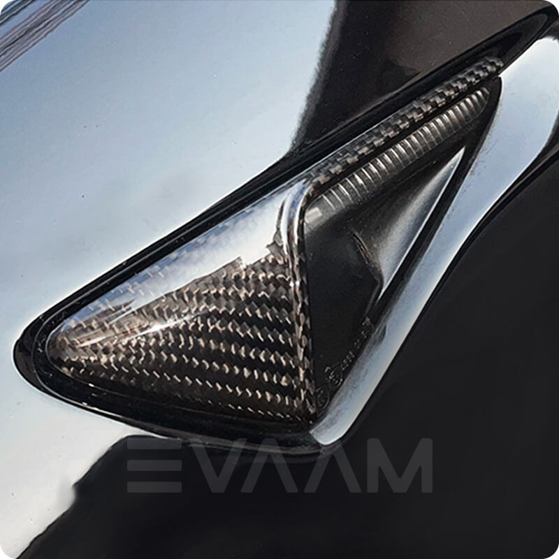 EVAAM™ Gloss Real Carbon Fiber Turn Signal Cover for Model 3/Y 2021-2023 (2Pcs) - EVAAM