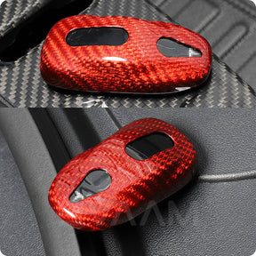 EVAAM™ Gloss Red Real Carbon Fiber Key Fob Cover for Model 3/Y 2017-2023 - EVAAM