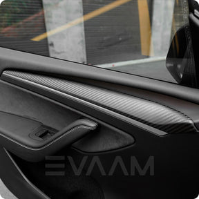 EVAAM™ Matte Real Carbon Fiber Interior Door Trim Cover for Model 3/Y - EVAAM