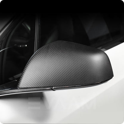 EVAAM™ Matte Real Carbon Fiber Mirror Cover for Model X - EVAAM