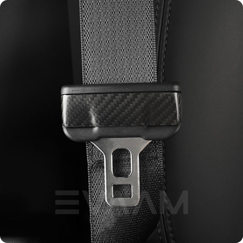 EVAAM™ Matte Real Carbon Fiber Seat Belt Fascia Cover for Model 3/Y 2017-2023 (2 PCS) - EVAAM