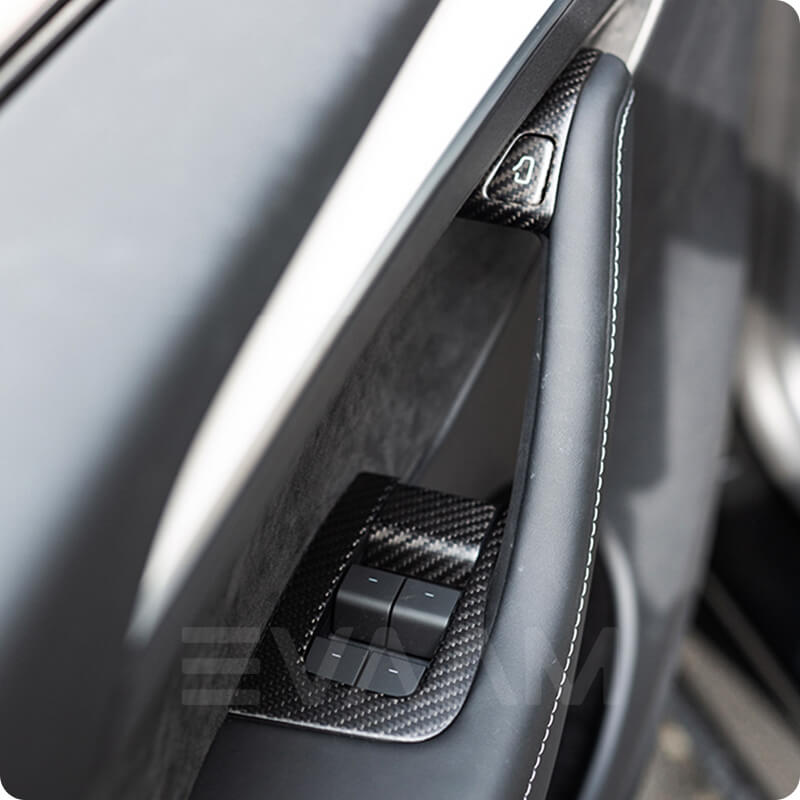 EVAAM™ Matte Real Carbon Fiber Window & Door Button Switch Parts for Model 3/Y 2017-2023 - EVAAM