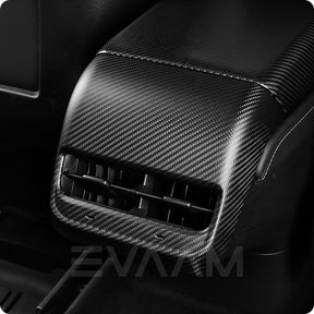 EVAAM™ Matte Real Carbon Fiber Rear AC Vent Cover For Model 3/Y 2017-2023 - EVAAM