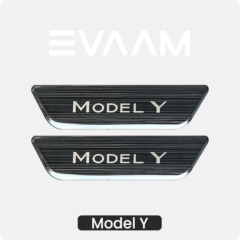 EVAAM® Schwarzer Hintertürschwellenschutz für Tesla Model Y Zubehör (2  Stück) [2020–2023]