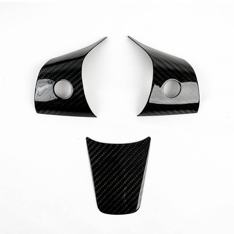 EVAAM Gloss Real Carbon Fiber Steering Wheel Fascia Cover for Model 3/Y 2017-2022 - EVAAM