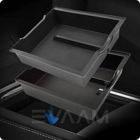 EVAAM™ Upgraded Sliding Center Console Double-layer Tray for Model 3/Y Accessories - EVAAM