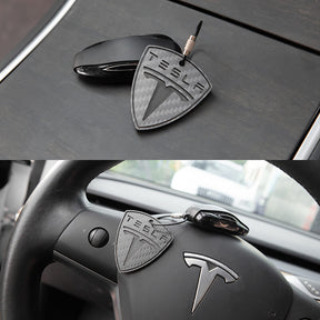 EVAAM Matte Real Carbon Fiber Custom Keychain for Tesla - EVAAM