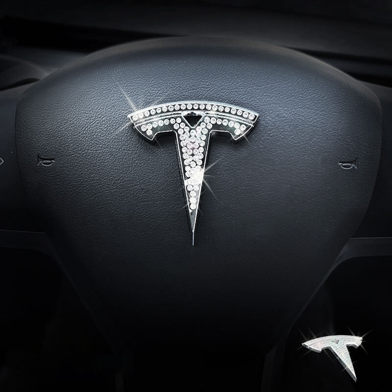 EVAAM® Bling Diamond Decal Wrap Logo Cover for Tesla All Models