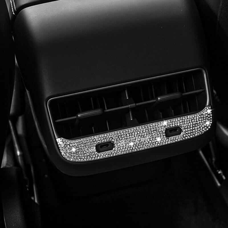 EVAAM Bling Diamond Rear Seat Usb Hub Cover for Model 3/Y Accessories - EVAAM