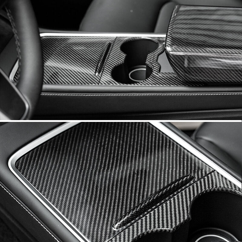 EVAAM Gloss Real Carbon Fiber Center Console Cover for Model 3/Y 2021-2022 - EVAAM