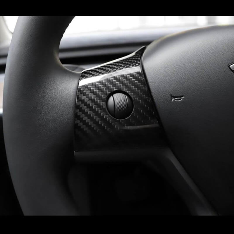 For Tesla Model 3 Car Carbon Fiber Steering Wheel Decoration Cover Sticker  17-18