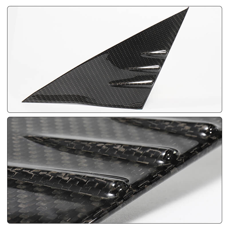EVAAM Gloss Real Carbon Fiber Front Triangular Window Cover for Model 3/Y 2017-2022 - EVAAM