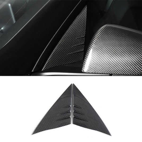 EVAAM® Gloss Real Carbon Fiber Front Triangular Window Cover Trim for ...