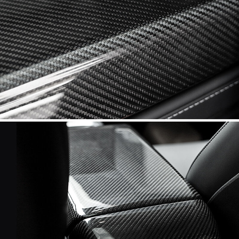 EVAAM Gloss Real Carbon Fiber Armrest Cover for Model 3/Y 2017-2022 - EVAAM