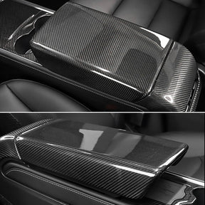 EVAAM Gloss Real Carbon Fiber Armrest Cover for Model 3/Y 2017-2022 - EVAAM