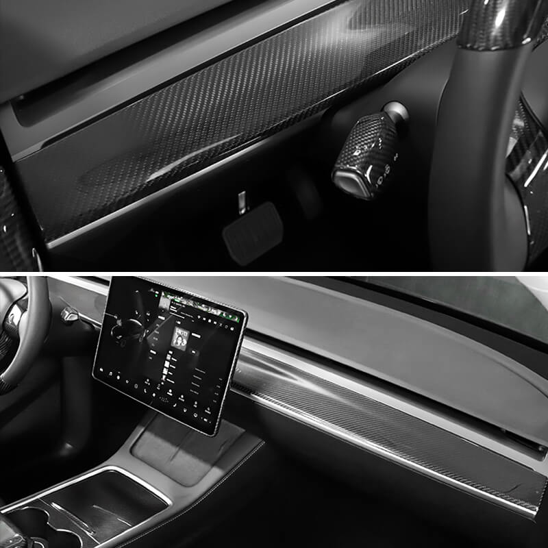 EVAAM Gloss Real Carbon Fiber Dashboard Cover for Model 3/Y 2017-2022 - EVAAM