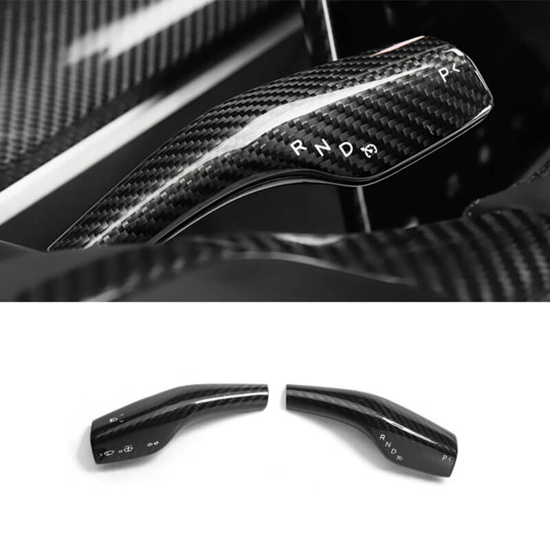 EVAAM Gloss Real Carbon Fiber Turn Signal Stalk Covers for Model 3/Y 2017-2022 (2Pcs) - EVAAM