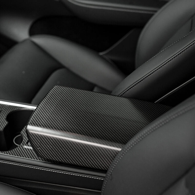 EVAAM Matte Real Carbon Fiber Armrest Cover for Model 3/Y 2017-2022 - EVAAM