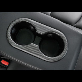 EVAAM Matte Real Carbon Fiber Rear Center Console Cupholder Cover for Model 3/Y 2017-2022 - EVAAM
