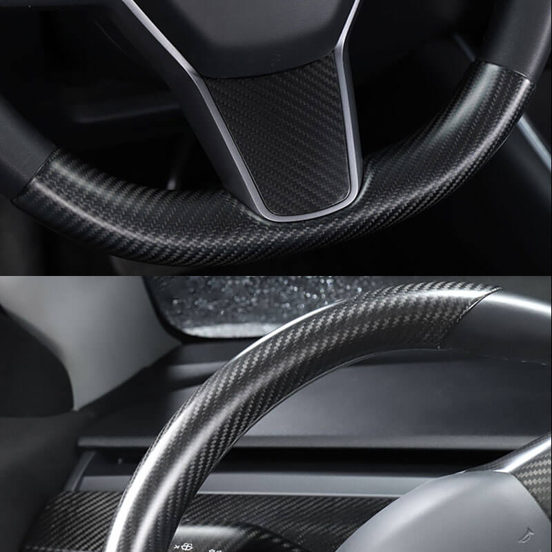 Telsa Model 3 Y Real Carbon Fiber Steering Wheel Cover Tesla Accessori -  EVBASE-Premium EV&Tesla Accessories