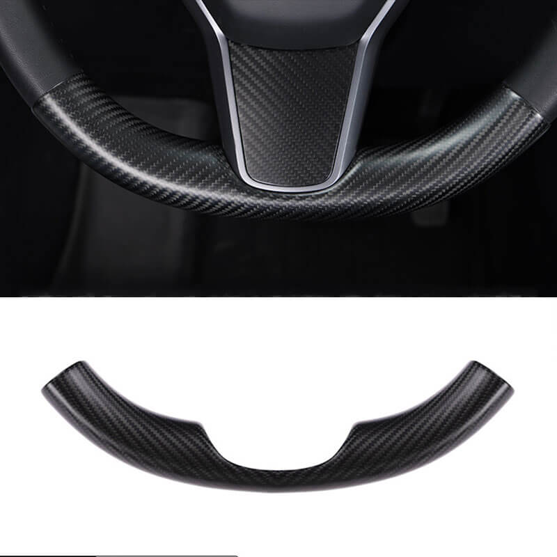 EVAAM® Matte Real Carbon Fiber Steering Wheel Caps Cover for Tesla Model  3/Y (2017-2023)