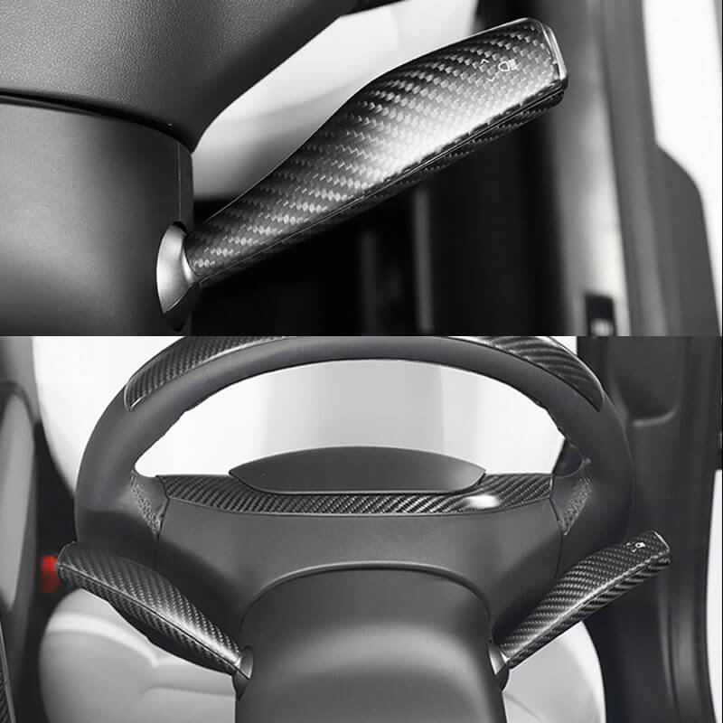 EVAAM Matte Real Carbon Fiber Turn Signal Stalk Covers for Model 3/Y 2017-2022 (2Pcs) - EVAAM