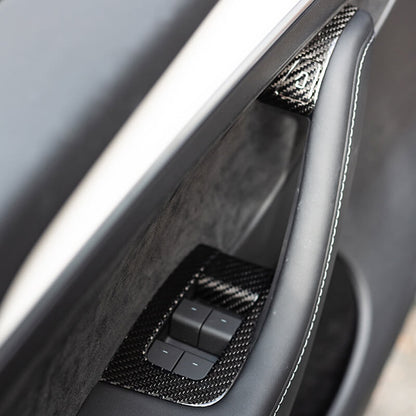 EVAAM Gloss Real Carbon Fiber Window & Door Button Switch Parts for Model 3/Y 2017-2022 - EVAAM