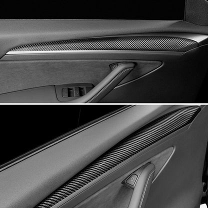 EVAAM Gloss Real Carbon Fiber Interior Door Trim Cover for Model Y 2020-2022 - EVAAM