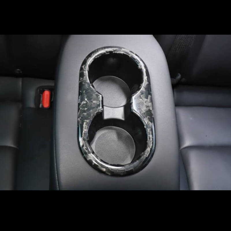 EVAAM Forged Real Carbon Fiber Rear Center Cupholder Cover for Model 3/Y 2017-2022 - EVAAM