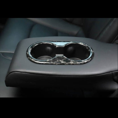 EVAAM Forged Real Carbon Fiber Rear Center Cupholder Cover for Model 3/Y 2017-2022 - EVAAM