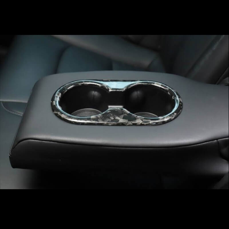 EVAAM® Forged Real Carbon Fiber Tesla Back Seat Cup Holder Cover Trim for Model  3/Y (2017-2023)